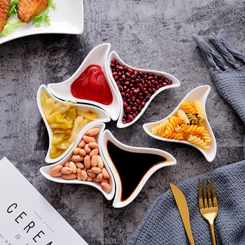 

Creative Detachable Ceramic Pinwheel Serving Dish Decorative Porcelain Assorted Dinner Plate Dinnerware for Jam, Sauce and Syrup