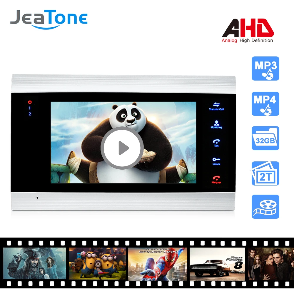 Achat 7 pouce Vidéo Interphone 720 p AHD Vidéo Porte Téléphone Système de Sécurité Voix message Détection de Mouvement (Moniteur seulement)
