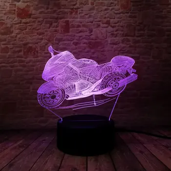 

Race Motorcycle Model 3D Illusion Led Lamp Colorful Touch Nightlight Flash Lighting Glow in the Dark Luminous Flying Moto Toys