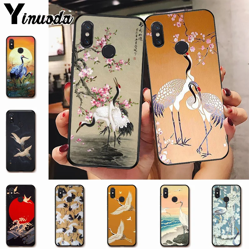

Ynuoda Red-crowned crane drawing Newest Fashion Luxury phone case for xiaomi mi 8 se 6 note3 redmi 5 5plus note 5 case coque