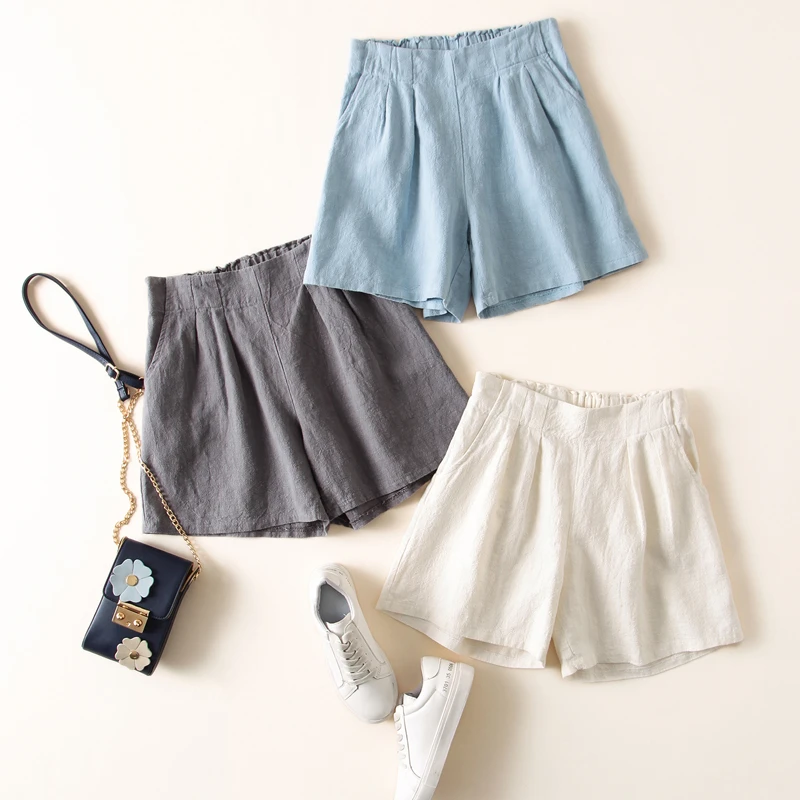 

VERIGINER Summer New Autumn Casual Linen Shorts Women's Wide Waist High Waist Loose Shorts Slim Wild Sports Shorts Women