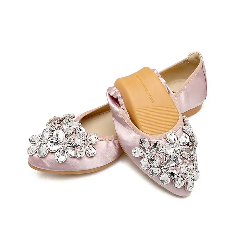 Элегантные женские туфли весенние женские туфли на плоской подошве мягкие удобные шелковые Стразы Летняя женская обувь Женская обувь - Цвет: 2550 pink