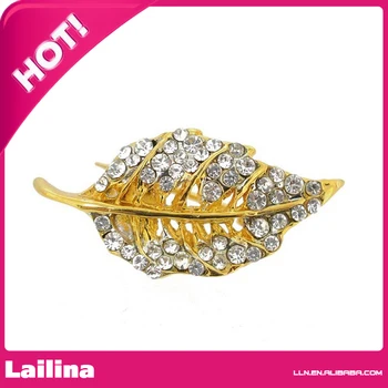 

Fashional Golden Crystal Leaf Brooch Pin