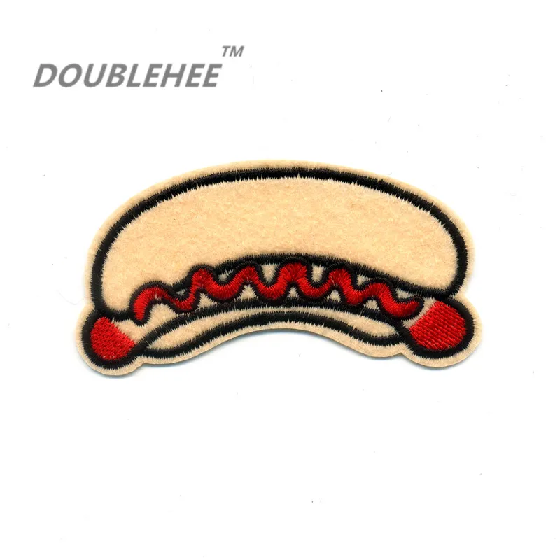

DOUBLEHEE 9.2cm*5cm Embroidered Iron On Patches Fast Food Hot Dog Hambugar Design Embroidery DIY Garments Shoes Bags Accessories