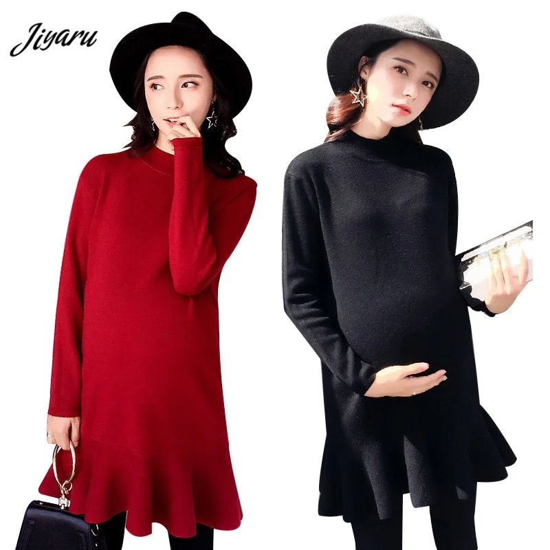 Autumn Winter Maternity Dresses Long Sleeves Pregnant Woman Dress