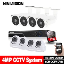 8CH 4MP DVR AHD домашняя камера безопасности Система 4.0MP CCTV комплект ИК ночь 4 шт. открытый+ 4 шт. камера безопасности для помещений с 2 ТБ жесткий диск