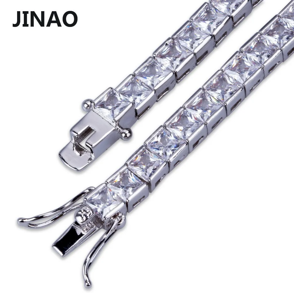 JINAO-pulsera de estilo Hip Hop para hombre, brazalete de 1 Fila de 6mm, chapado en oro, Micro pavé AAA, circonita cúbica, Iced Out, Bling Box, cadena, regalo