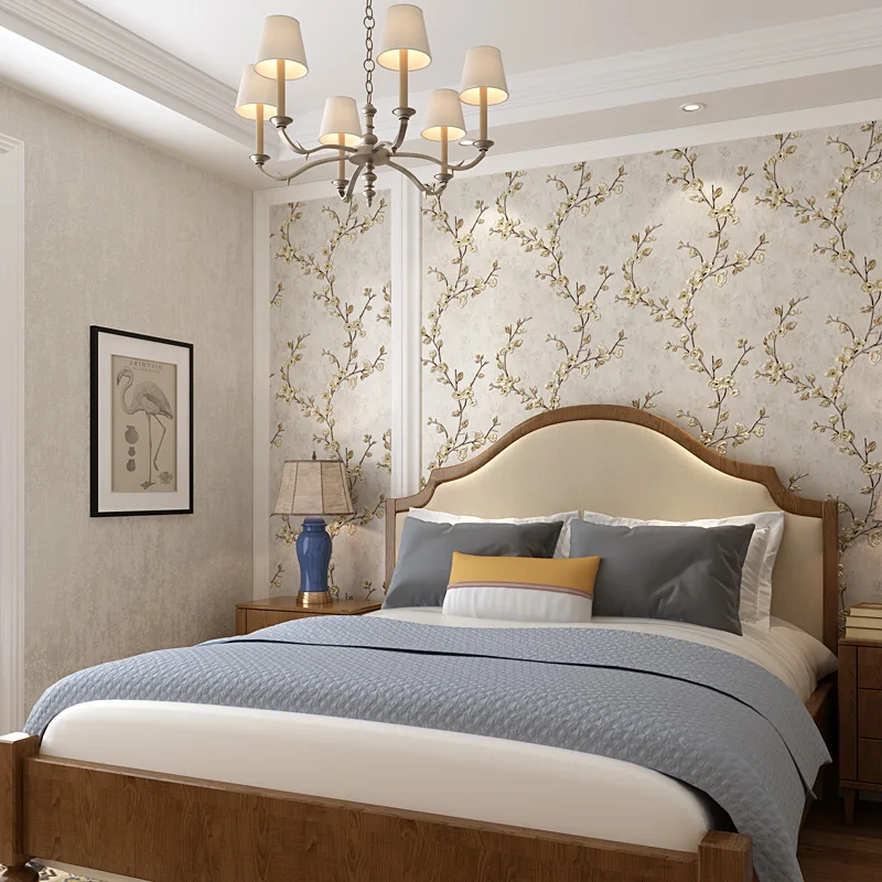 American Vintage Green Yellow Flowers Wallpaper 3d Retro