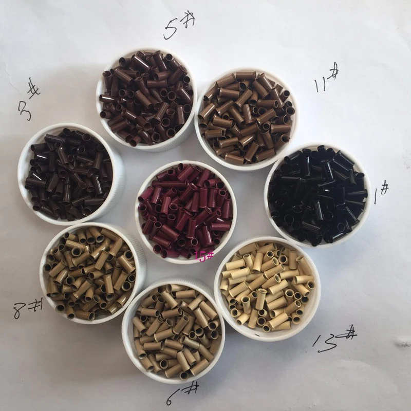 

1000Units I tip Hair Beads Flared Micro copper Tube Black brown Blonde EasilyLocks Micro Link mini locks of 2.8x2.3x7.0mm