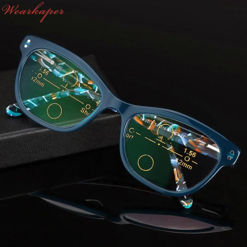 

WEARKAPER High-end Progressive Multifocal Photochromic reading glasses Full Frame Male Presbyopia Diopter glasses Eyeglasse 1.75