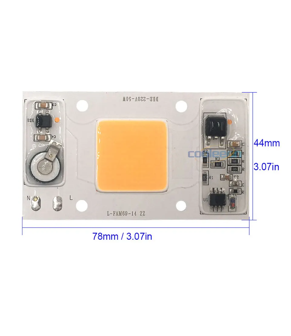 Полный спектр COB светодиодный светильник 50 Вт 95% RA 220 В AC COB Чип Smart IC для растений Frow свет Прожектор источник освещения Теплый Холодный белый