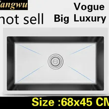 Домашняя мода, большая кухонная ручная раковина одинарная мойка, Высококачественная посуда, прочная 304 нержавеющая сталь 68x45 см