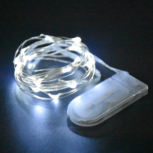 20 шт./лот светодиодный теплый белый серебряный провод Сказочный свет с 20 микро светодиодный s CR2032 батарея мощность для DIY украшения свадебного стола - Испускаемый цвет: White