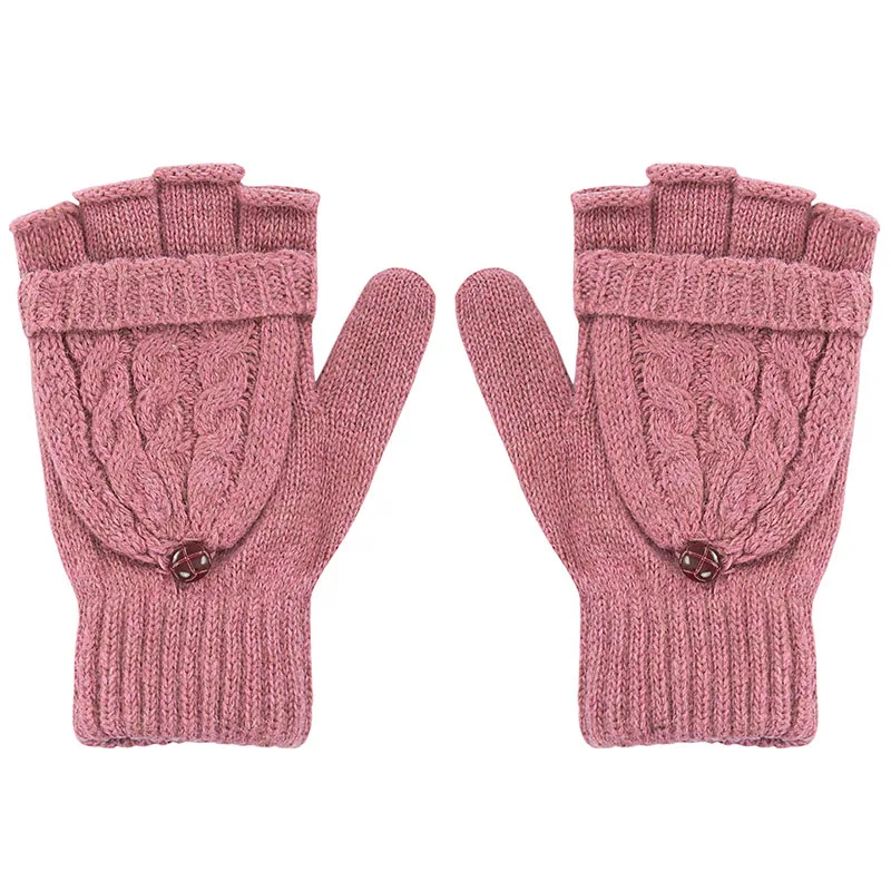 IWINTER Новые зимние перчатки для женщин Mitten Warmer Перчатки без пальцев Девочка из шерсти Открытые перчатки перчатки Зимние женские варежки - Цвет: Pink