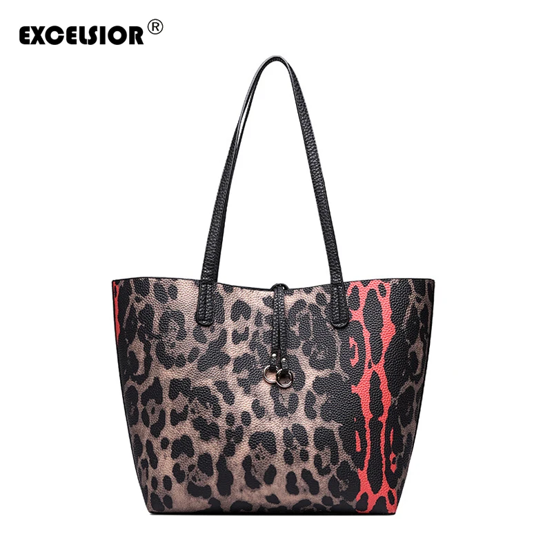 EXCELSIOR Women's Handbag Leopard Print Fashionable Handbag Big Capacity Composite Bag Luxury Handbags Bags for Women 2018 G2069