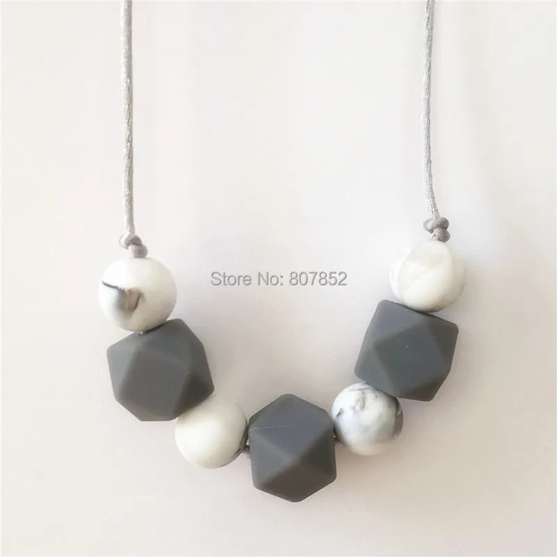 

Chengkai 2pcs BPA Free DIY Silicone Teether Necklace Handmade Baby Hexagon Teething Charm Jewelry Making for Fashion Mom to wear