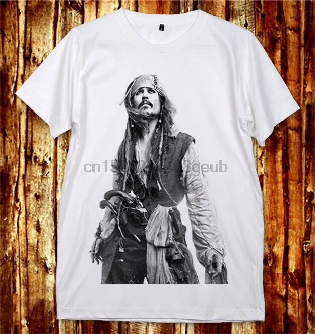 Футболка с u-образным вырезом и 2 вида цветов Jack Sparrow Jonny Depp The Pirates of the Caribbean |