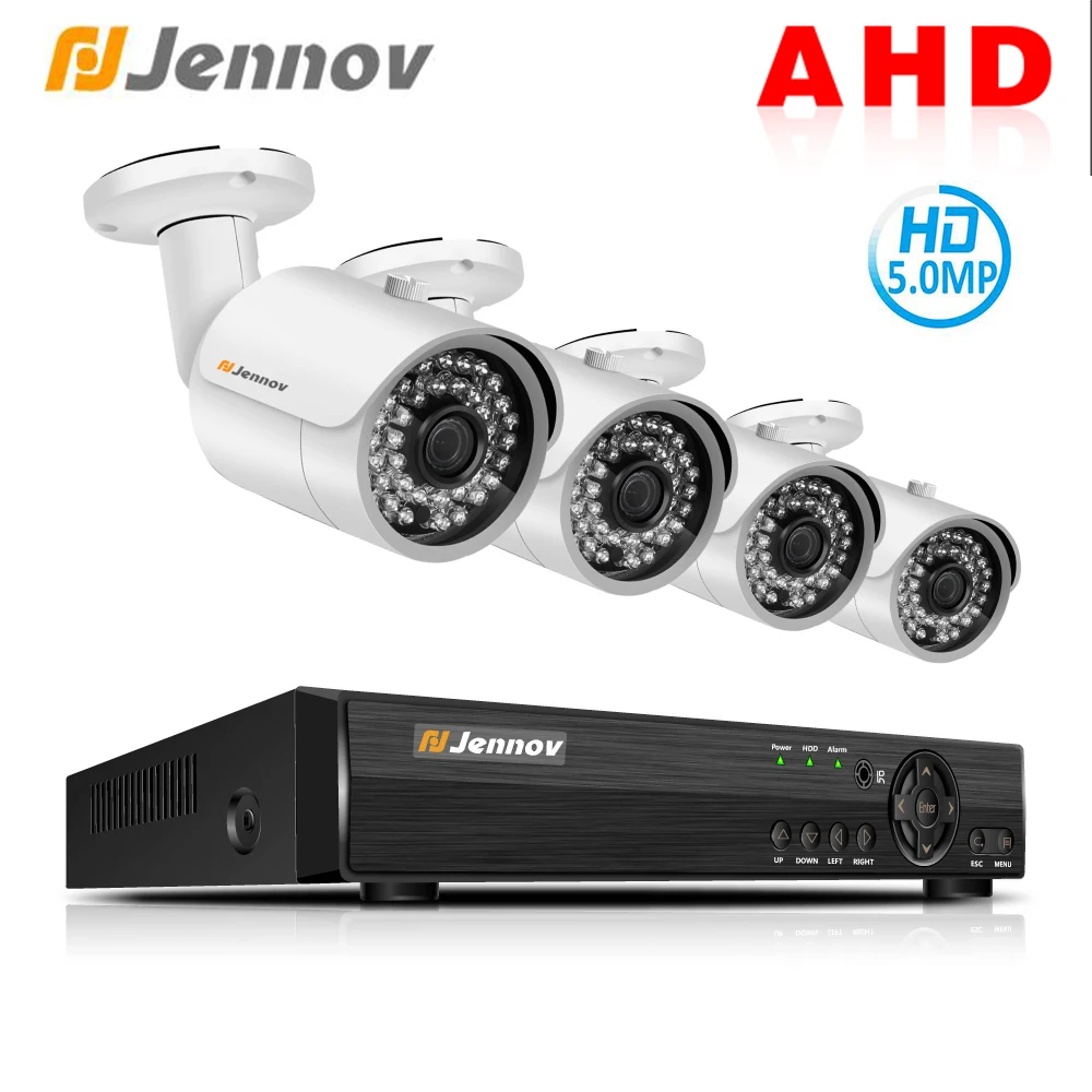 

Jennov 5MP 4CH HD P2P IP Video Surveillance Set For CCTV Outdoor Security Camera System AHD Camera With DVR Metal Shell H.265