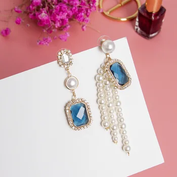 

2019 New Arrival Rhinestone Vintage Women Dangle Earrings Long Pearl Earrings Female Korean Tassels Sweet Korean Jewelry