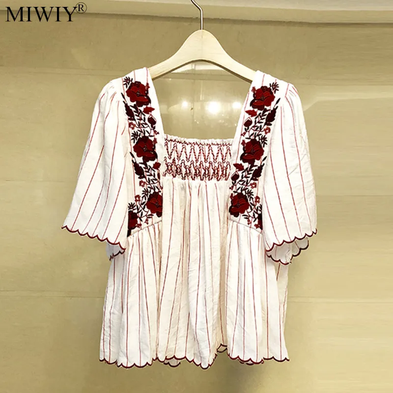 

NIWIY Brand Summer Cotton Embroidered Shirt Womens Tops and Blouses Blusas Femininas 2019 Blouse Dentelle Femme N9233