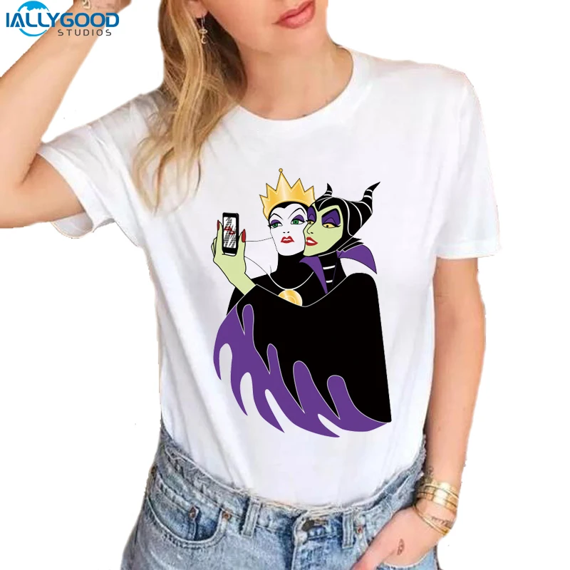 New Fashion Princess Witch Queen Mermaid Printed T-shirts Women Summer Short Sleeve Casual White Tops T shirts S394 New Fashion Princess Witch Queen Mermaid Printed T-shirts Women Summer Short Sleeve Casual White Tops T shirts S394