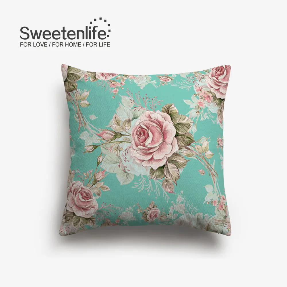 Sweetenlife, 60x60 см, цветочный рисунок, наволочка для подушки, пасторальный стиль, наволочки для подушки, домашний декор, высокое качество, белая льняная декоративная подушка - Цвет: SL0037