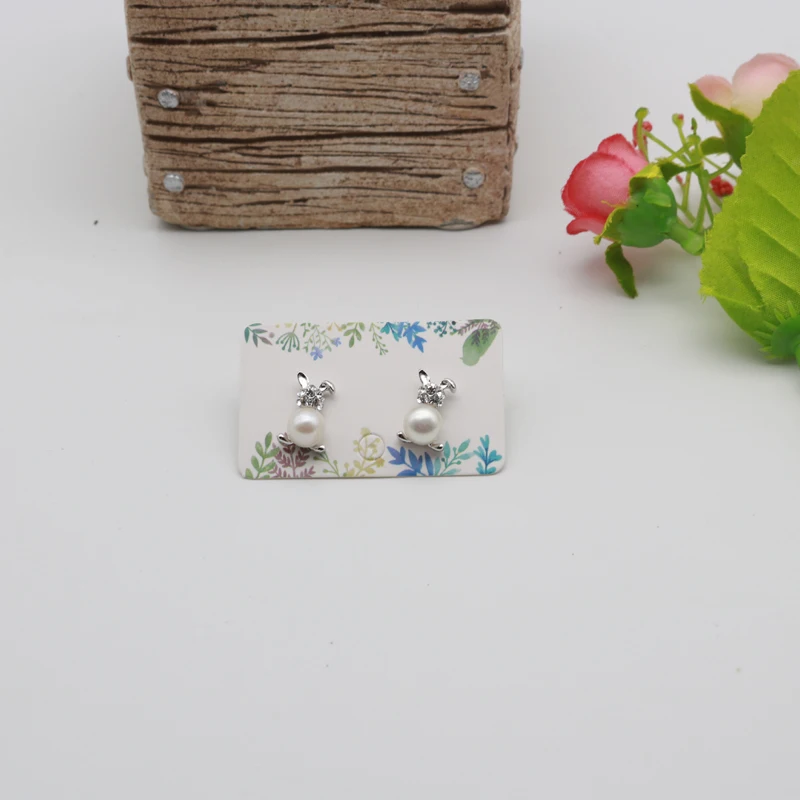 

50pcs 3x5cm White Cards with Colorful Branch Printed Paper Earring Card Jewelry Earring Display & Packaging Cards For Label Tags