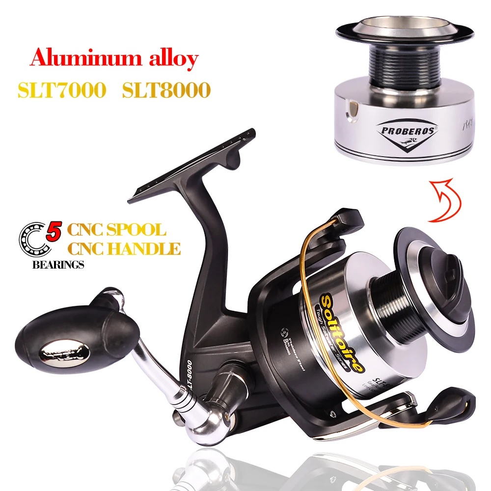

PRO BEROS Aluminum Alloy Fishing Reel 21KG Max Drag Sea Boat 7000-8000 Spinning Reel 4+1BB Anti-Seawater Stainless Steel Bearing