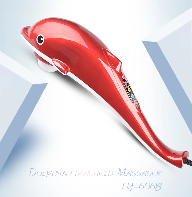 LUYAO Электрический массажер для спины с подогревом дельфина, ручной Вибрационный массажный молоток для шеи и тела, массажная палочка для расслабления здоровья, 7 в 1