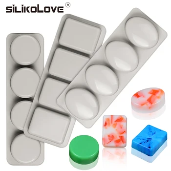 

SILIKOLOVE3 PCS/Set Oval Rectangle Round Silicone Soap Mold Diy Handmade Craft 3d Soap Easy To Clean