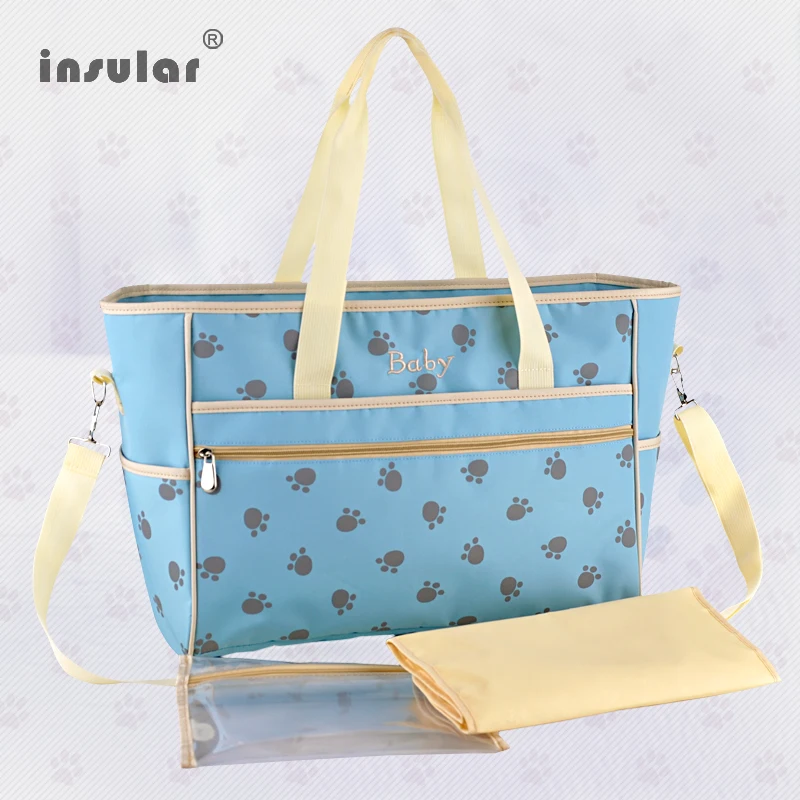 

Insular Fashion Nappy Baby Bag Paws Printed Pattern Mummy Handbag Waterproof Soft Large Capacity Diaper For Care