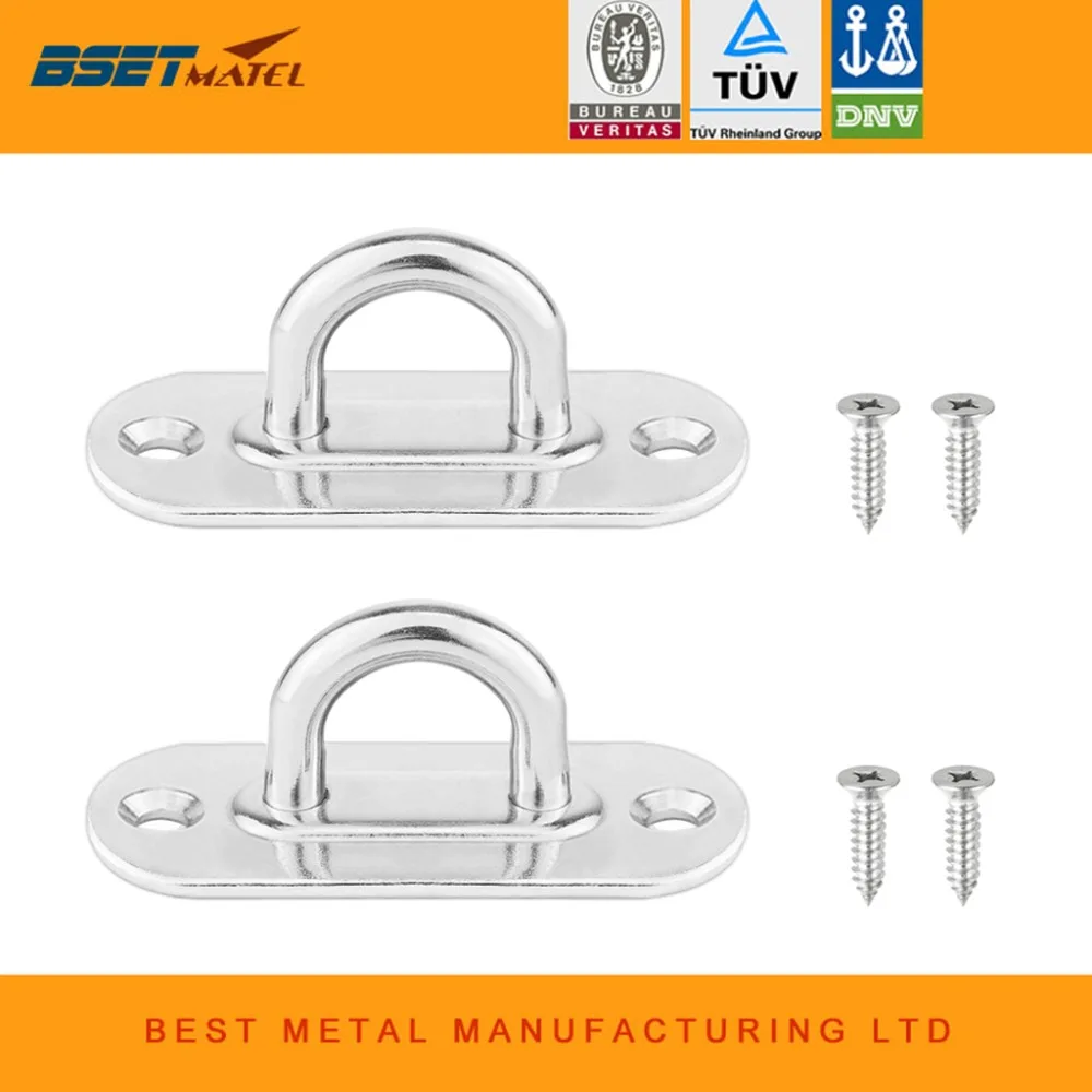 

2X Heavy Duty 9mm Stainless Steel 304 Oblong Pad Eye Plates Staple Ring Hook loop Boat marine Yacht Shade Sail Tie Down Rigging