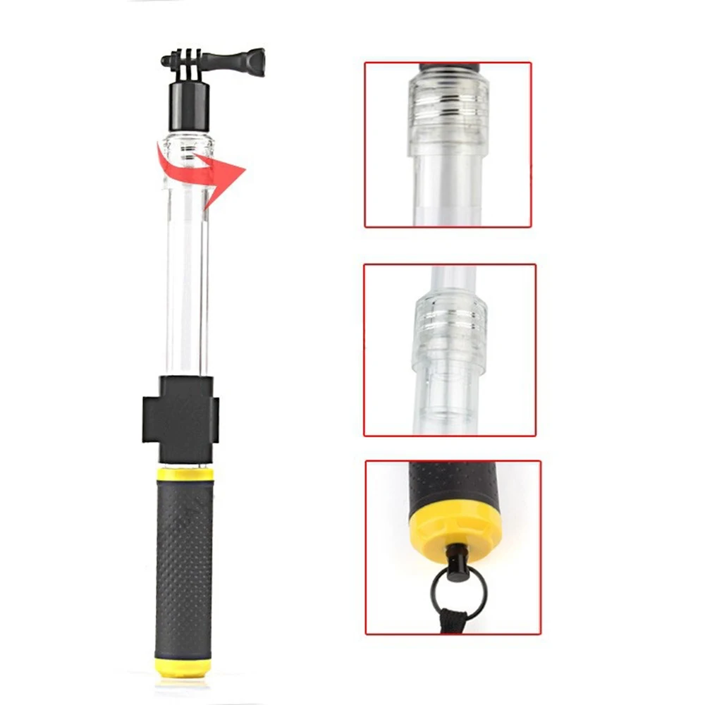 Floating Telescoping Pole 35 60CM Transparent Retractable Monopod W/ Remote Clip For GoPro Hero