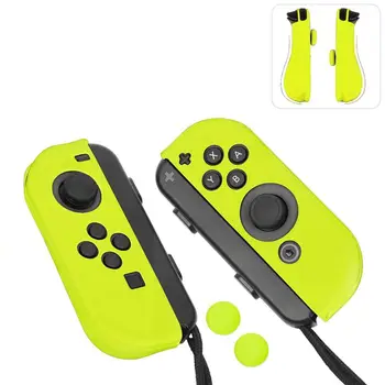 

For Joy-Con Gel Guards with Thumb Grips Caps for Nintendo Switch (Neon Yellow)