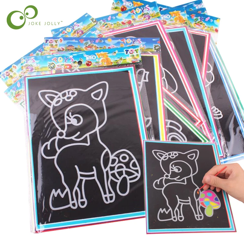 

Magic Color Scratch Art Paper Coloring Cards Available On Both Sides Scraping Drawing Toys For Children Free Shipping GYH