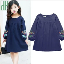 Детские платья для девочек, вечерние платья принцессы с длинными рукавами и цветочной вышивкой детская одежда платья для девочек 5, 12, 15 лет