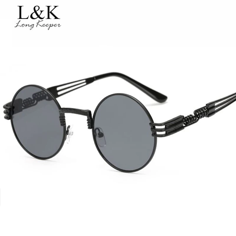 Long Keeper Fashion Men Gothic Steampunk Sunglasses Metal Wrap Eyeglasses Gold Frame Glass