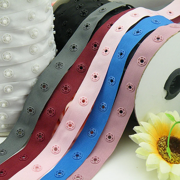 

5M/lot width 18mm,Snap Dia.8mm plastic snap button ribbon tape trim for garment bag sewing accessories scrapbooking DIY