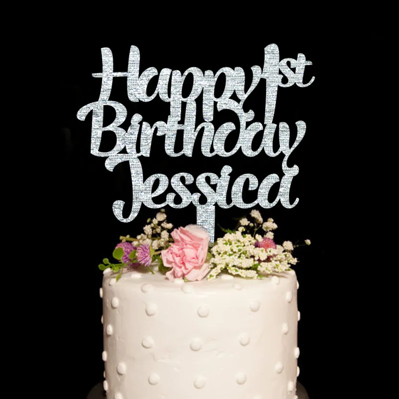 Personalized Cake Topper Happy Birthday Glitter Cake Topper Name Cake Topper 1st Birthday Cake Topper Cake Decorating Supplies Aliexpress