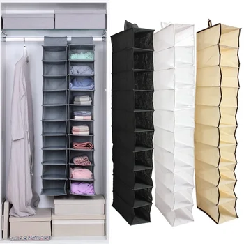 

Black 10 Section Shoes Clothes Garment Organiser Rack Pocket Hanging Holder Wardrobe Neat