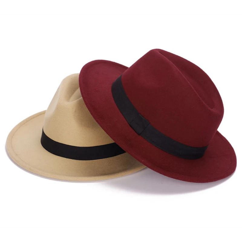 Fashion Women Fedora Hat Lady Wool Wide Brim Jazz Church Cap Vintage Panama Sun Top Hat