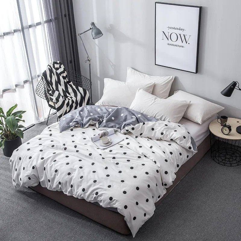 

Moderm simple style black Wave point white Bedding boy/adult/ Home Textile 100%Cotton 1pcs Duvet Cover twin Full Queen King Size
