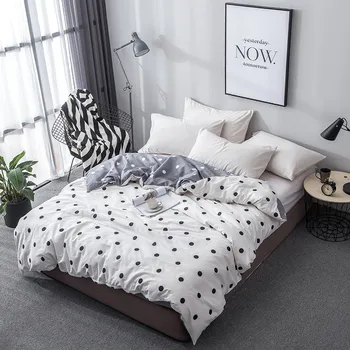 

Moderm simple style black Wave point white Bedding boy/adult/ Home Textile 100%Cotton 1pcs Duvet Cover twin Full Queen King Size
