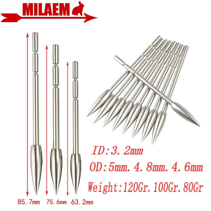 

12/24/50pcs Archery Arrowheads Insert Point Tips 80/100/120gr Broadheads Fit ID3.2mm Arrow Shaft Shooting Hunting Accessories