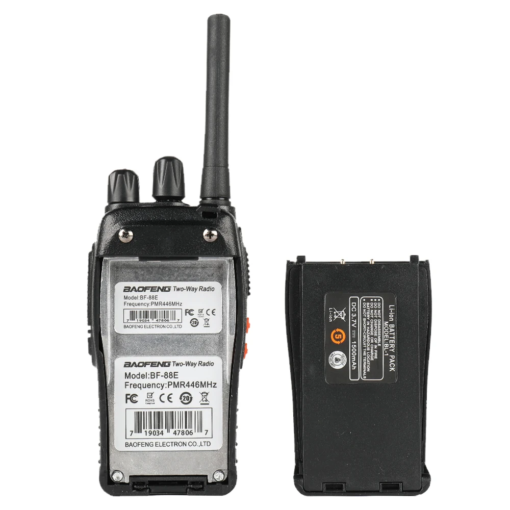 Long Range Walkie Talkie BF-88e 2 Way Radio with Rechargeable Li-ion Battery and Earpieces 8 pack Updated Version