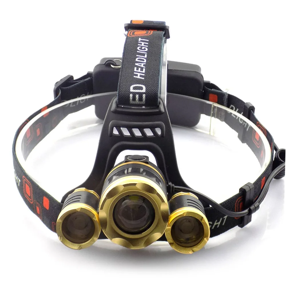 5000 Lumens LED Headlight 3 LED Cree XML T6 headlamp Zoomable Head