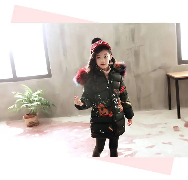 Fashion Children Jackets For Girls Teenage Russian Winter Coats Parkas For Girl Fur Hooded Outerwear Korean Kids Clothes