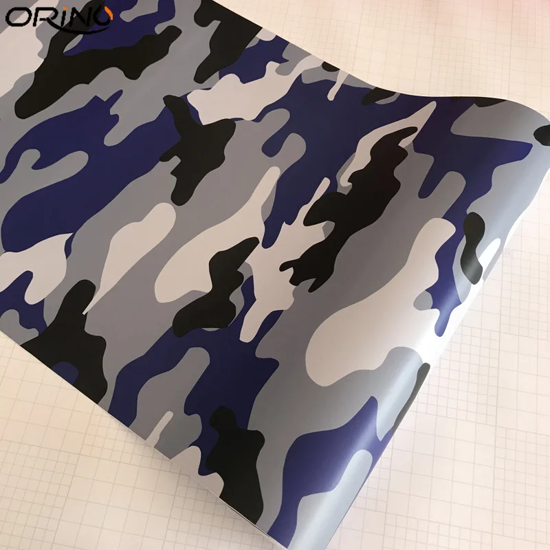 Black White Blue Camouflage Vinyl Film-3