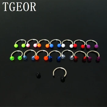 

hot wholesale free shipping horseshoe piercing mixed colors 100pcs 1.0*8*3/3mm plain ball acrylic circular barbell body jewelry