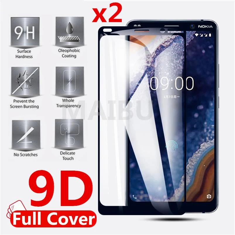 

9D Full Cover Tempered Glass For Nokia 3 5 6 7 8 screen protector for Nokia 7 plus Protective film 6.1 5.1 Plus 3.1 2.1 X6 glass
